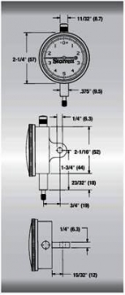 25-341/5J Starrett Dial Ind. 0-50-0, .001* grad, .100* per one rev,  total .500*, 2-1/4* dia dial